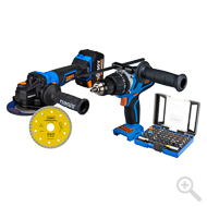set akumulátorové úhlové brusky s výkonem 1 000 w a bezuhlíkové příklepové vrtačky/šroubováku – 65405884 1